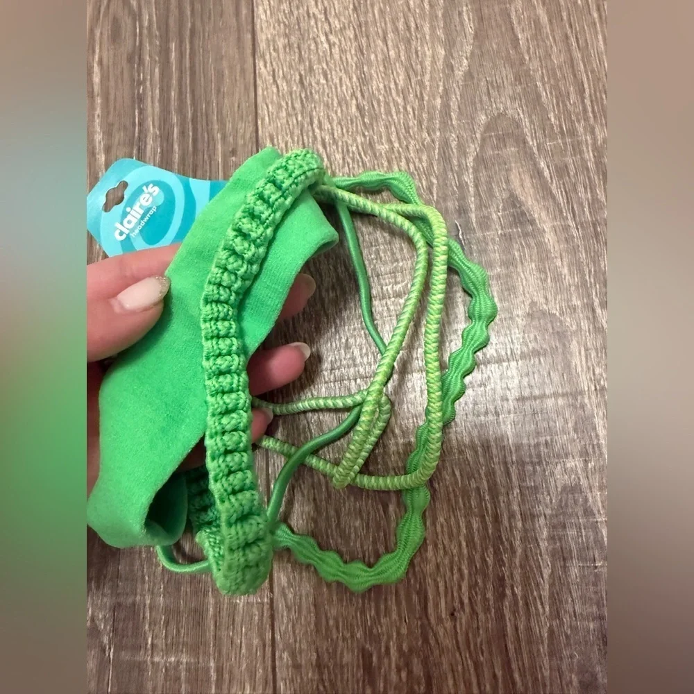 Claire’s Girls Green Elastic Headbands 5 Pack NWT